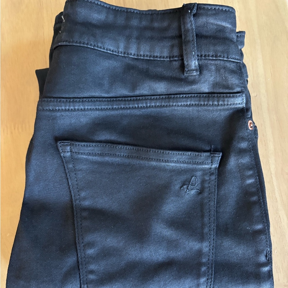 DL1961 Black Coated Skinny Jeans with Subtle Logo